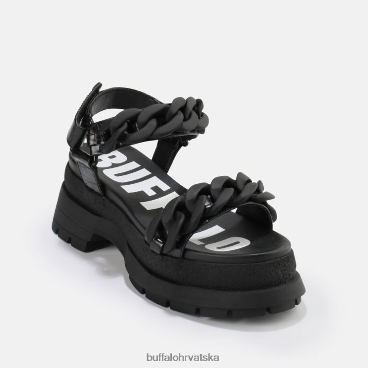 crno Buffalo rude lančana sandala s platformom veganska |sandale TDD6T28